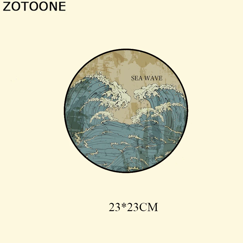 Виниловые нашивки ZOTOONE с теплопередачей морской волны для одежды футболок