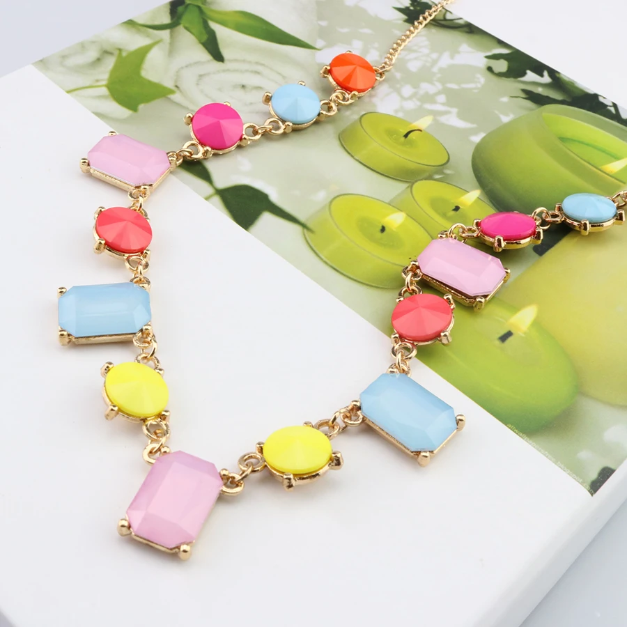 Sweet Bohemia Choker Necklace Fashion Colorful Crystal Bead Pendant Necklaces For Women Jewelry | Украшения и аксессуары