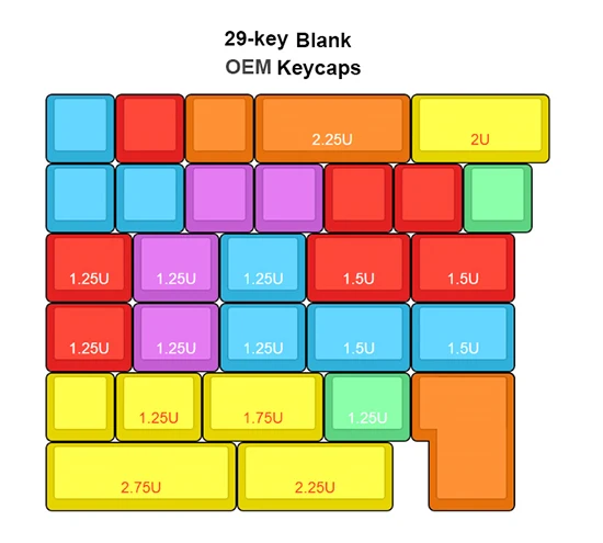29-key красочные дополнительные Keycaps PBT краситель-sub пустой OEM вишня DSA профиль ANSI ISO для Cherry MX Переключатель механический