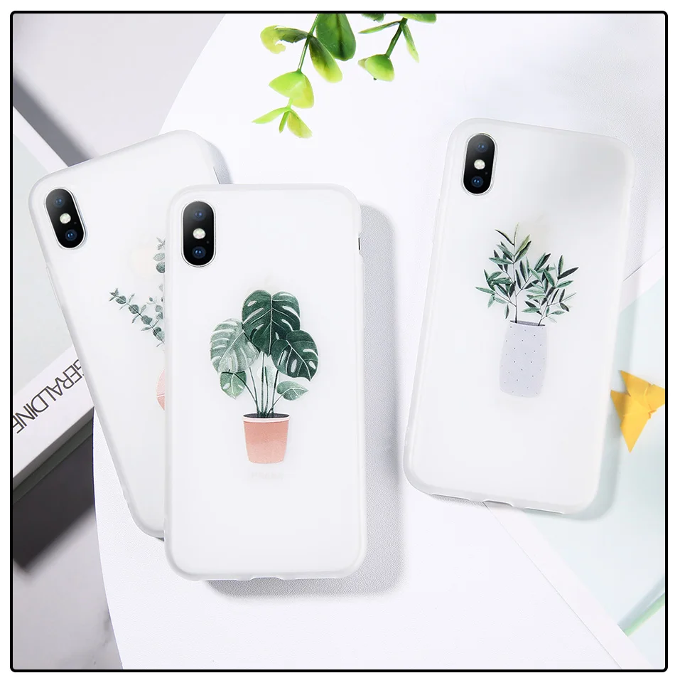 Чехол для телефона USLION Green Potted Plant Leaf для iPhone 11 Pro Max X XS Max XR, чехол для iPhone 6 7 6S 8 Plus, мягкий прозрачный чехол из ТПУ