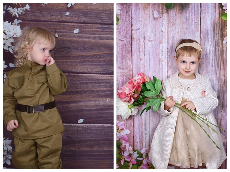 Laeacco Виниловый фон для фотографии деревянная доска цветы, лепестки любовь ребенок фигурка животного фотосессия портрет фотографический фон