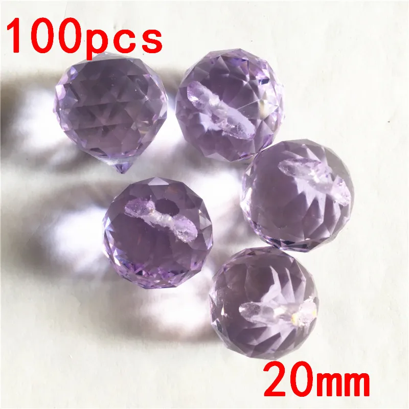 Очаровательные сиреневые 20 мм хрустальные призматические шары 100 шт стеклянные