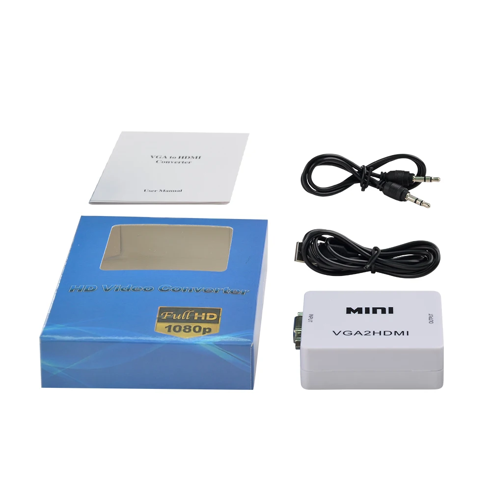 Преобразователь видеосигнала Wavlink 1080P VGA-HDMI адаптер с высоким разрешением и