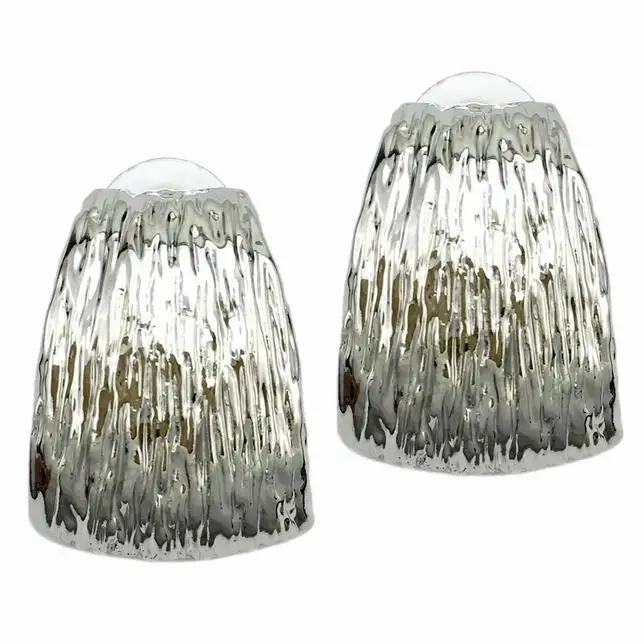 Silver Earrings UKMOC, новинка, модные серьги-гвоздики с шероховатой поверхностью из геометрического сплава, массивное ювелирное изделие, металлические серьги в стиле панк для женщин, Brincos - Окраска металла: Silver Earrings