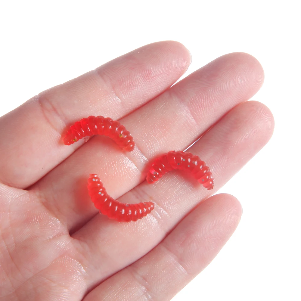 50 шт./лот искусственная личинка гусеница Мягкая приманка 2 см 0 4 г Рыболовная