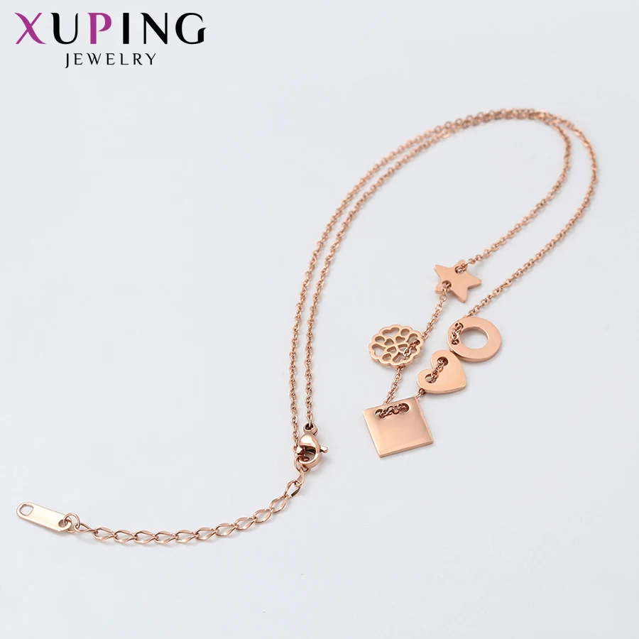Xuping модное ожерелье в форме сердца и звезды покрытое розовым золотом для женщин