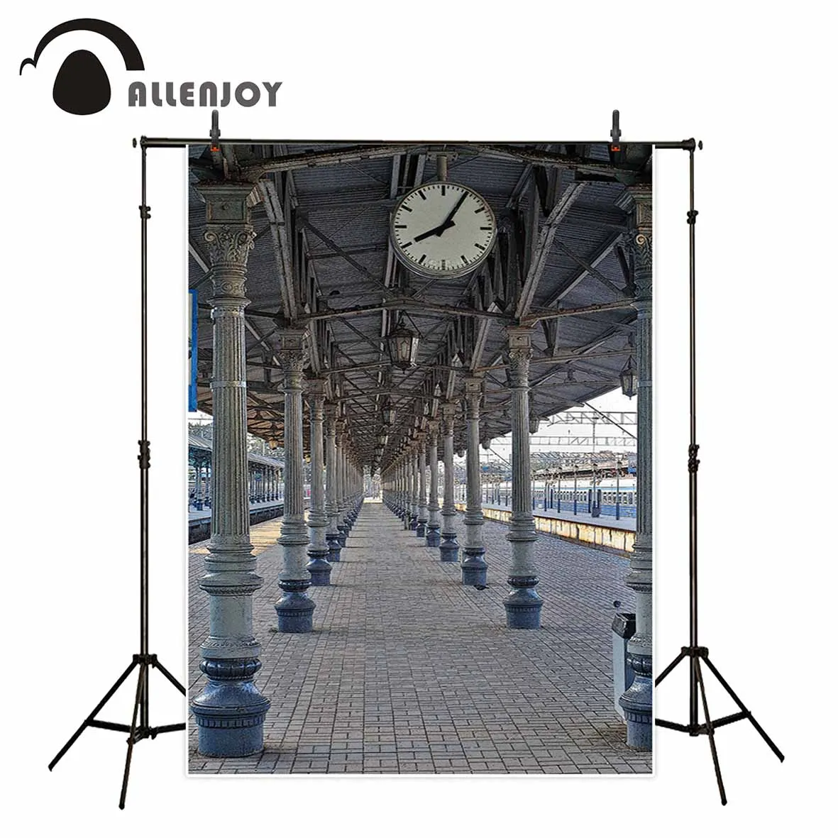Фон для фотосъемки Allenjoy платформа часы кирпичный пол колонны фоны фотостудии