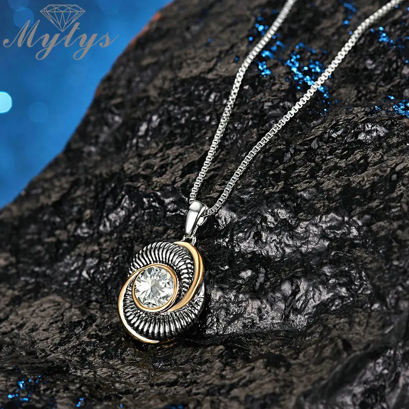 Mytys модное женское ожерелье с винтовым круглым кулоном Кристальное сердце