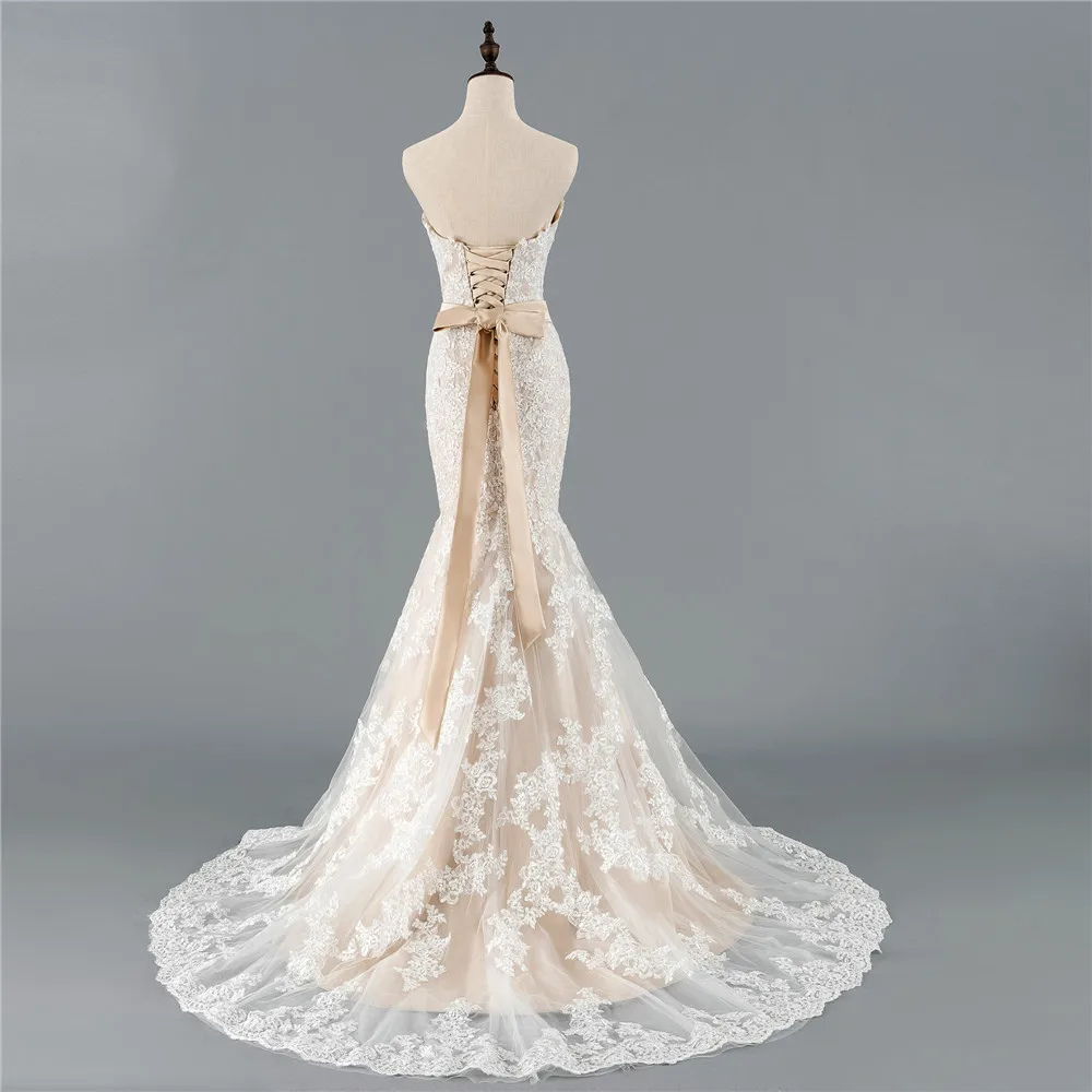 Бокал для шампанского Vestido De Noiva свадебные платья русалки лиф сердечком Кружевная