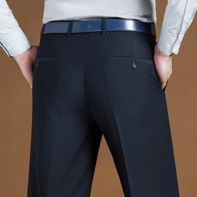 555 Navy Blue Pants Весна Осень деловой костюм брюки мужские повседневные классические черные брюки мужские формальные обычные офисные длинные брюки платье - Цвет: 555 Navy Blue Pants