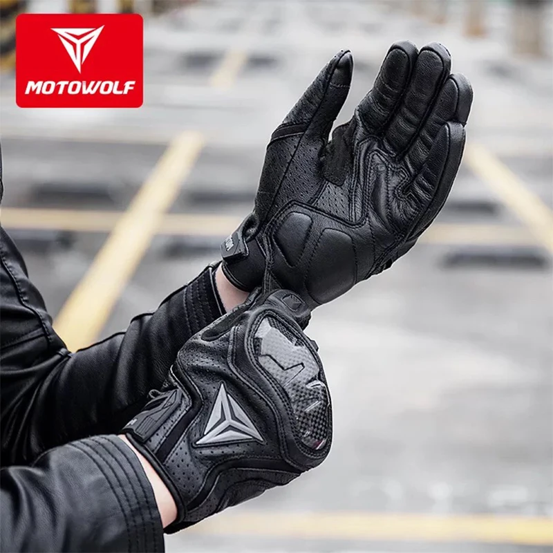 новый 2019 Motowolf мотоциклетные перчатки черные гоночные из натуральной кожи
