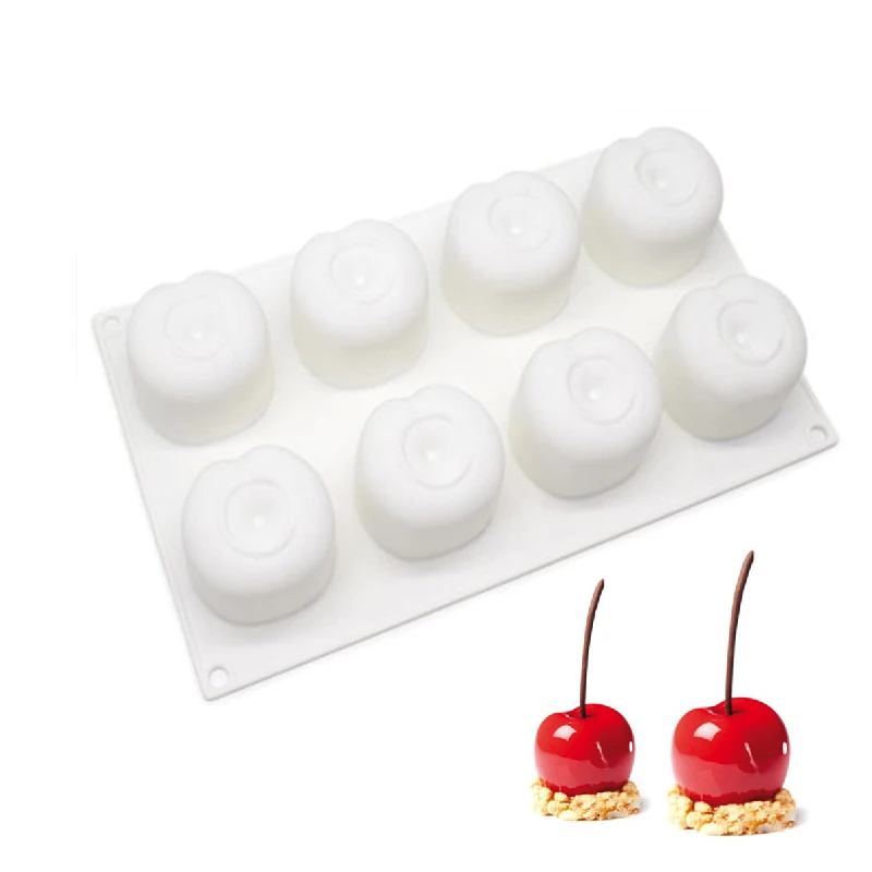 Cherry2 Силиконовые 3D формы, фруктовые яблоки, лимон, мусс, форма для выпечки, шоколадный кекс, тарелка для торта, сделай сам, Маффин, помадка, кухонные инструменты для тортов - Цвет: Cherry2