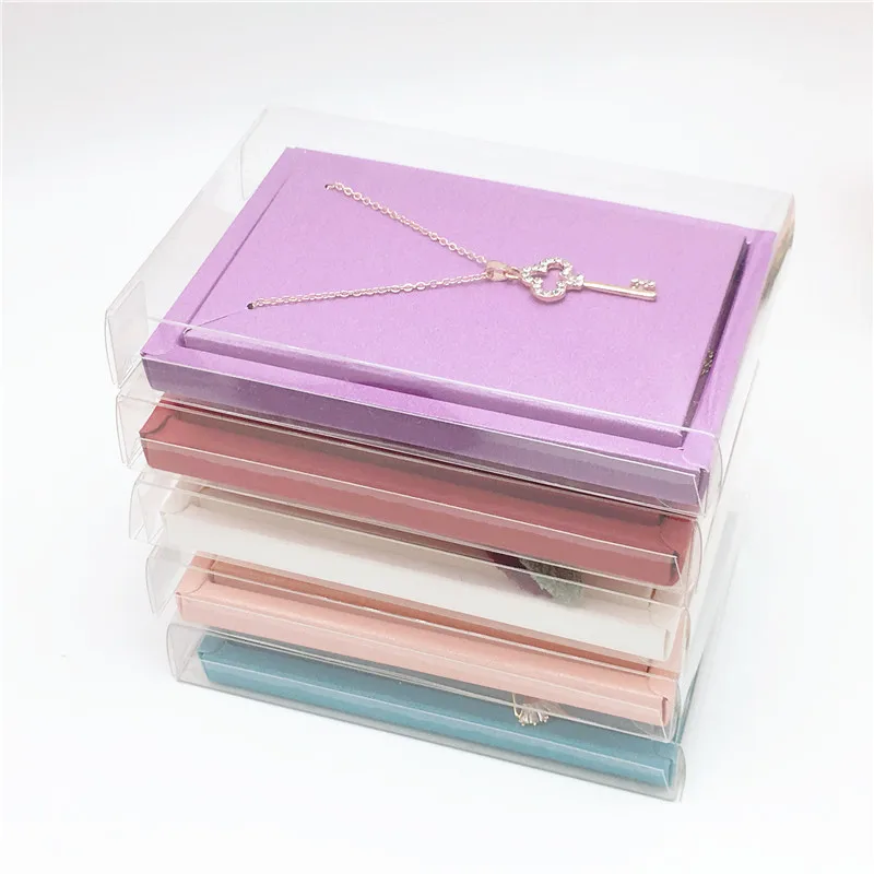 2*8*12cm Transparent Waterproof Plastic Jewelry Packing Boxes+Colorful Inner Necklace Cards Clear Pvc Pendant Displays Gift Box | Украшения