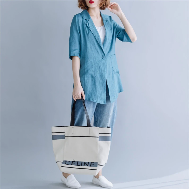 Весна лето 2020 Женский блейзер Повседневный Универсальный хлопковый льняной