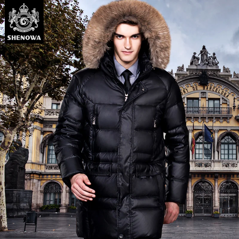

fashion down coat male thickening long design casual male white duck down high quality men's jacket