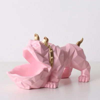 pink Скандинавская Лаки собака Геометрическая скульптура животных орнамент украшения журнальный столик Конфетница дверь обуви ключ хранения элементы украшения - Цвет: pink