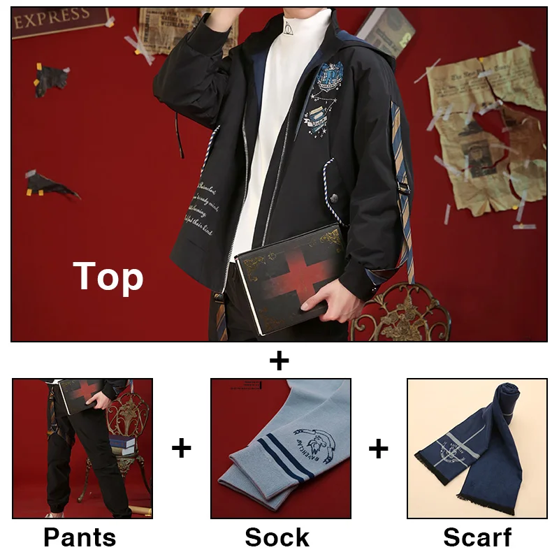 Ravenclaw Косплей шарф Харрис Поттер костюм рубашки Толстовка coleccion куртка для женщин мужские наборы - Цвет: man for sets