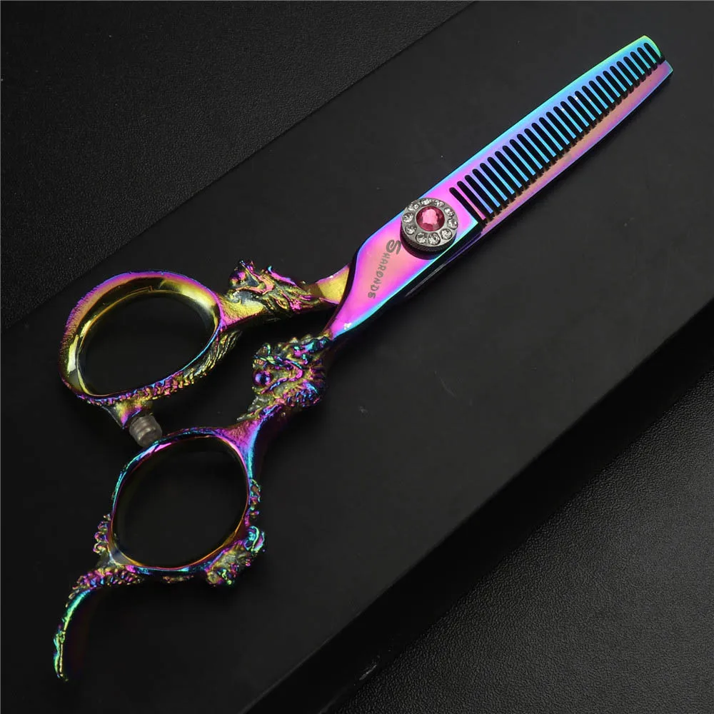 5.5inch thinning Sharonds Ножницы Парикмахерские парикмахерские 5,5 6 дюймов ножницы Профессиональные ножницы парикмахерские принадлежности фиолетовый дракон makas - Цвет: 5.5inch thinning