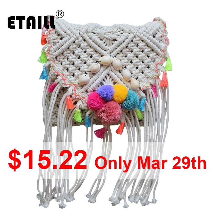 Этнический хиппи Хобо корсс тела богемная Пляжная Сумка Соломенная женская