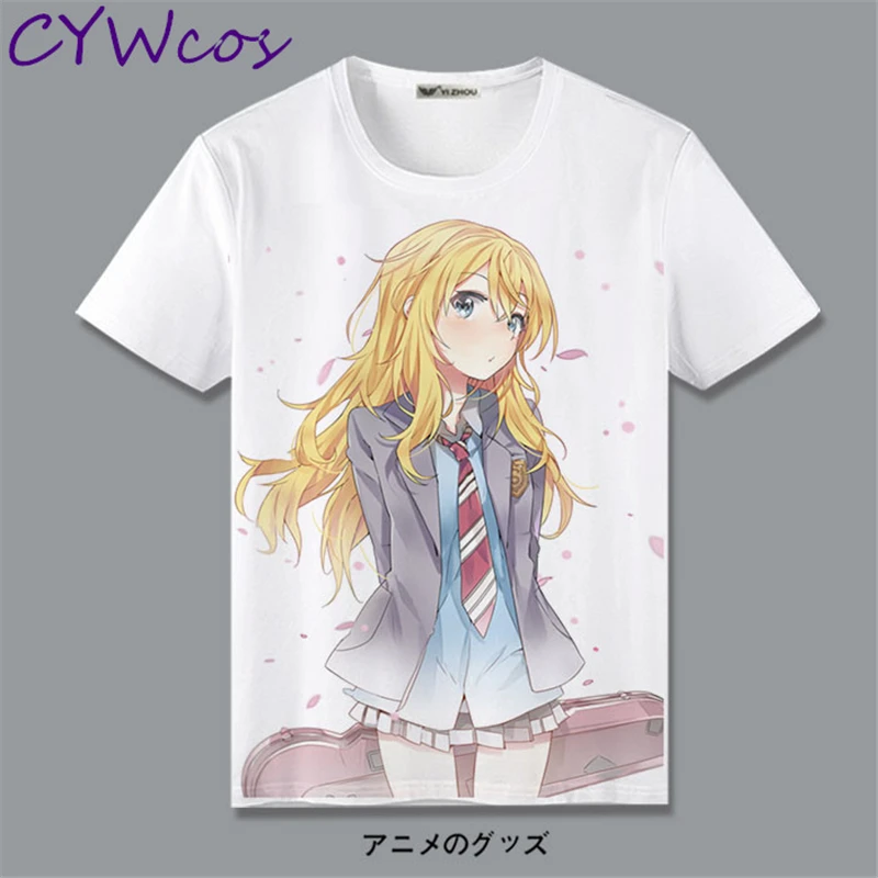 Miyazono Kaori Sawabe Tsubaki Arima Kousei/футболка с короткими рукавами рисунком из мультфильма