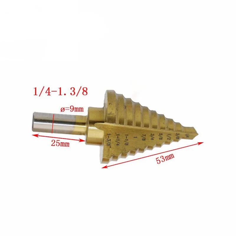 1pcs 1 шт. 1/" до 1-3/8 HSS кобальтовое большое шаговое сверло электроинструменты Универсальный хвостовик несколько отверстий для металла пластик стекловолокно лучшее - Цвет: 1pcs