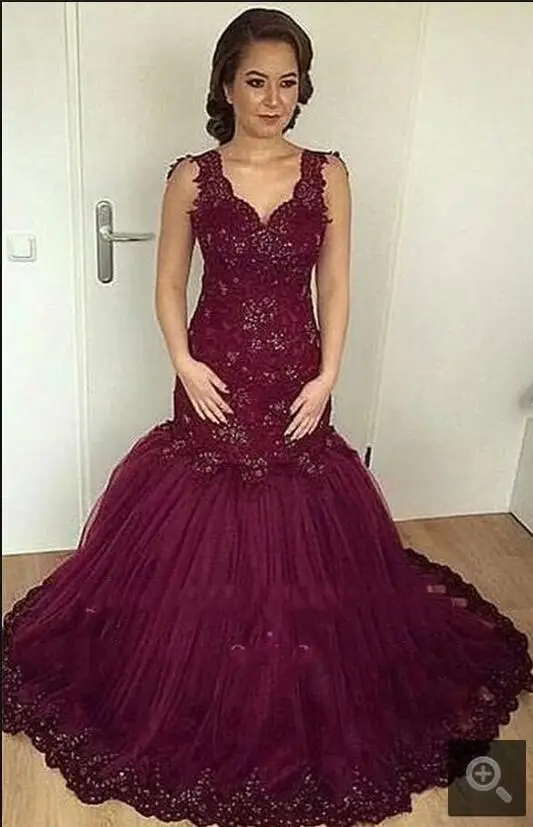 Новый дизайн 2017 Русалка Кружева аппликация бисером платье для выпускного бала