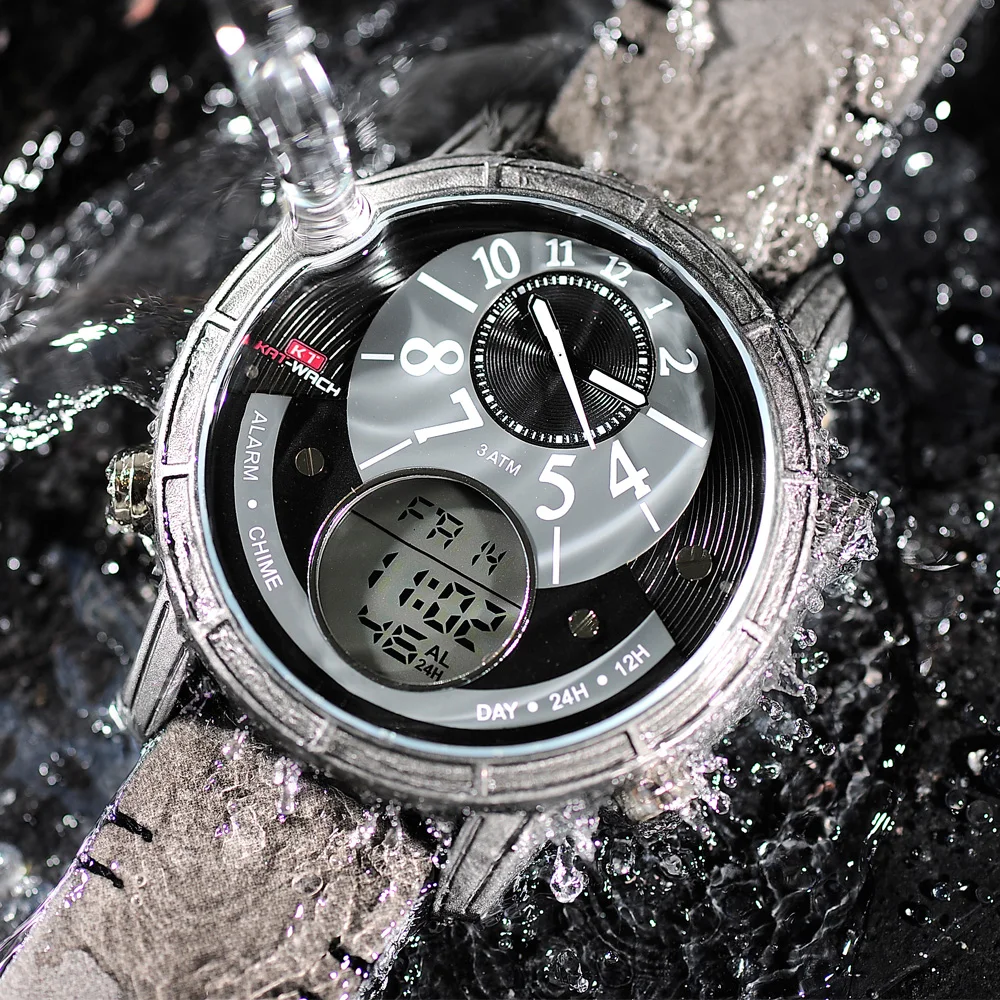 2018 Reloj роскошные часы Для мужчин Водонепроницаемый кожа кварцевые цифровые