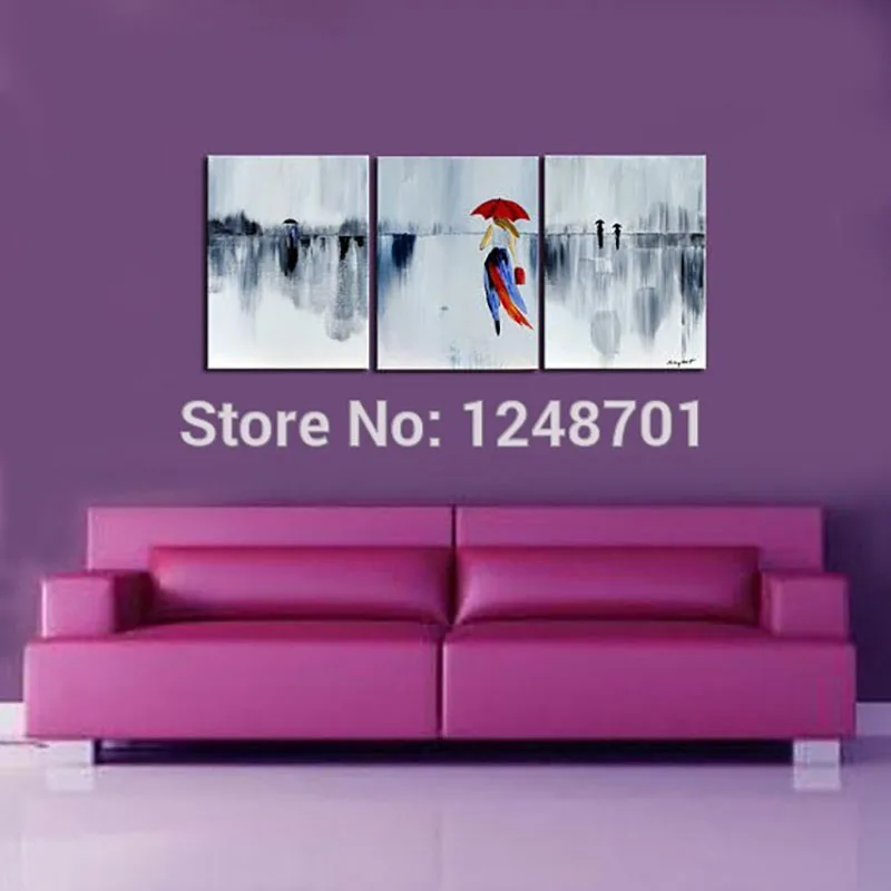 

Modern wall Abstract Painting on 3 Panels Triptych Canvas urban rain