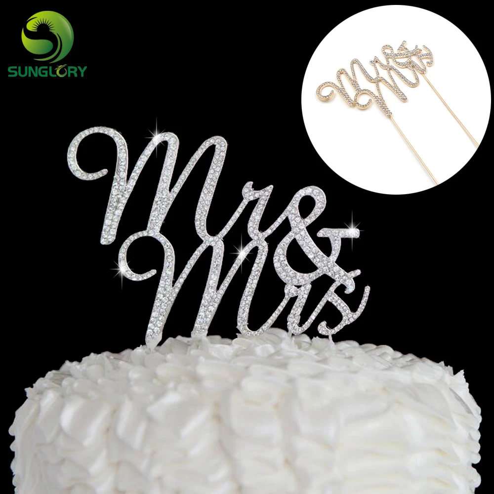 Атрибуты цвета: золотистый серебристый Mr &amp Mrs торт Toppers Свадебные украшения