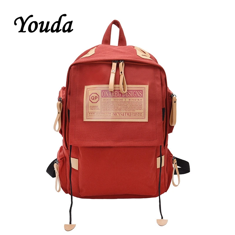 Youda Korean Unisex Backpack Fashion British College Style Canvas Bag Student Travel Backpacks Simple Solid Shoulder Bags | Багаж и сумки