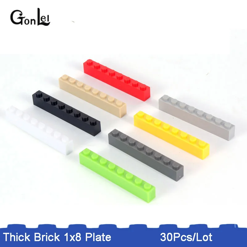 30 шт./лот MOC * Brick 1x8 (3h)* 3008 DIY enlighten Block Bricks Toys совместим с Rebrickable Parts 3008|Блочные