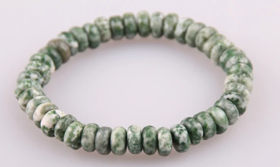 

MOODPC Natural Stone Snowflake Obsidian Abacus Elastic Stone Strand Bracelet