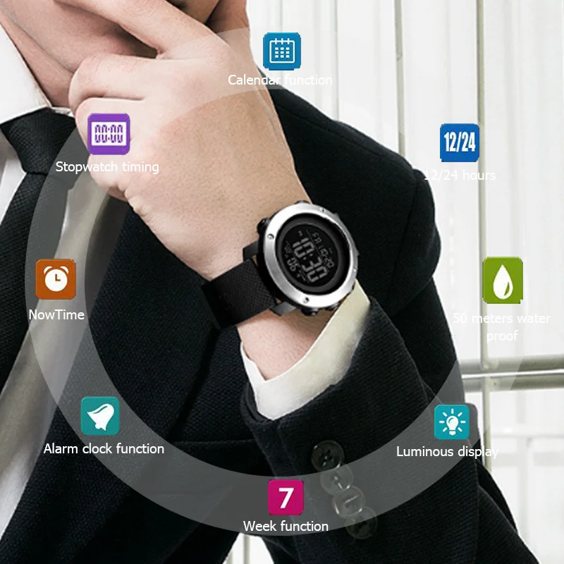 Часы мужские спортивные водонепроницаемые 50 м|Мужские электронные часы| |