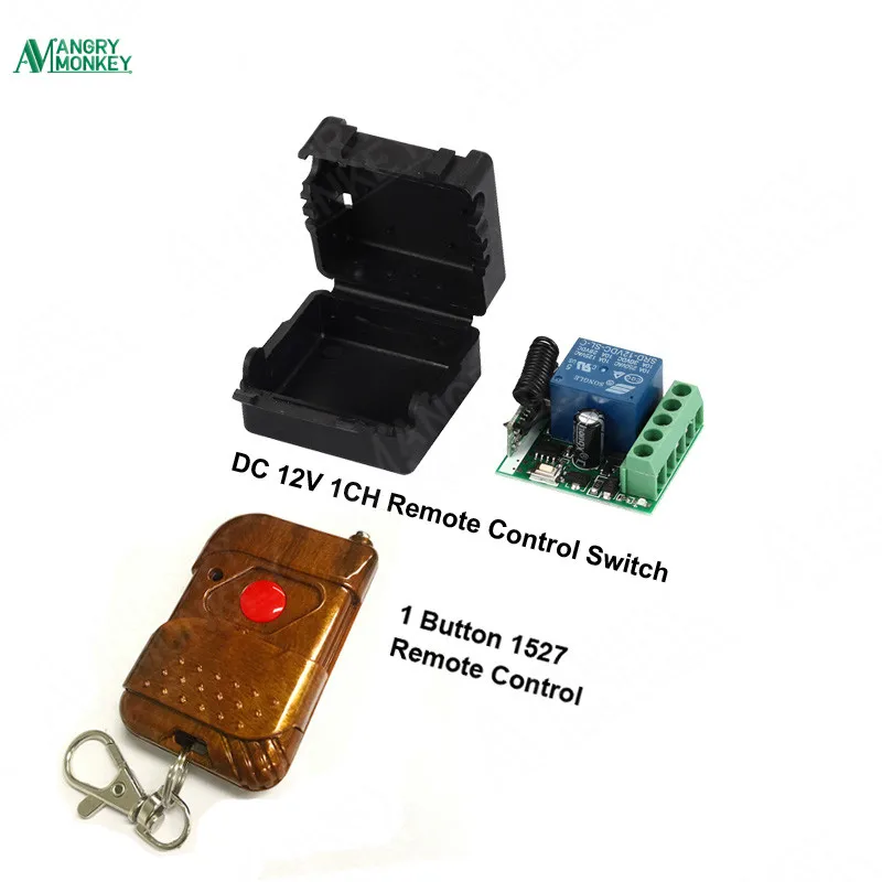 433Mhz Universal Wireless RF Remote Control Switch DC 12V 10A 1CH relay Receiver Module and 433.92 Mhz 1 key Remote Controls