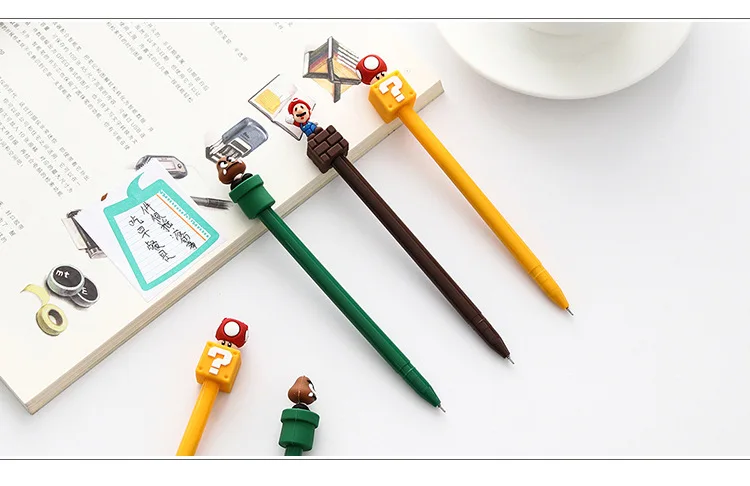 SQUMIDER, 3 шт., 0,5 мм, креативная гелевая ручка с рисунком Супер Марио, Kawai, ручка для подписи, школьные офисные принадлежности, канцелярские принадлежности для студентов