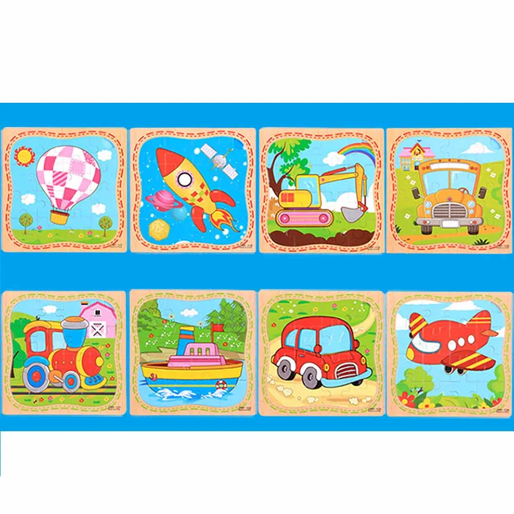 

New Hand Grab Board Puzzle 16 Wooden Toys For Child Cartoon Animal Wood Jigsaw Kids Baby Early Educational Learning Toy
