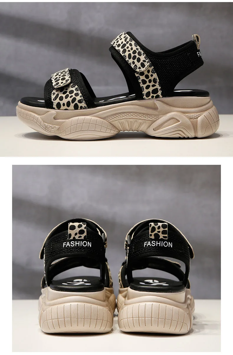 Sandalias mujer; коллекция года; обувь; женские кроссовки на платформе; модная брендовая Летняя обувь; zapatos de mujer; женская обувь на массивном каблуке; цвет Леопардовый, серебристый
