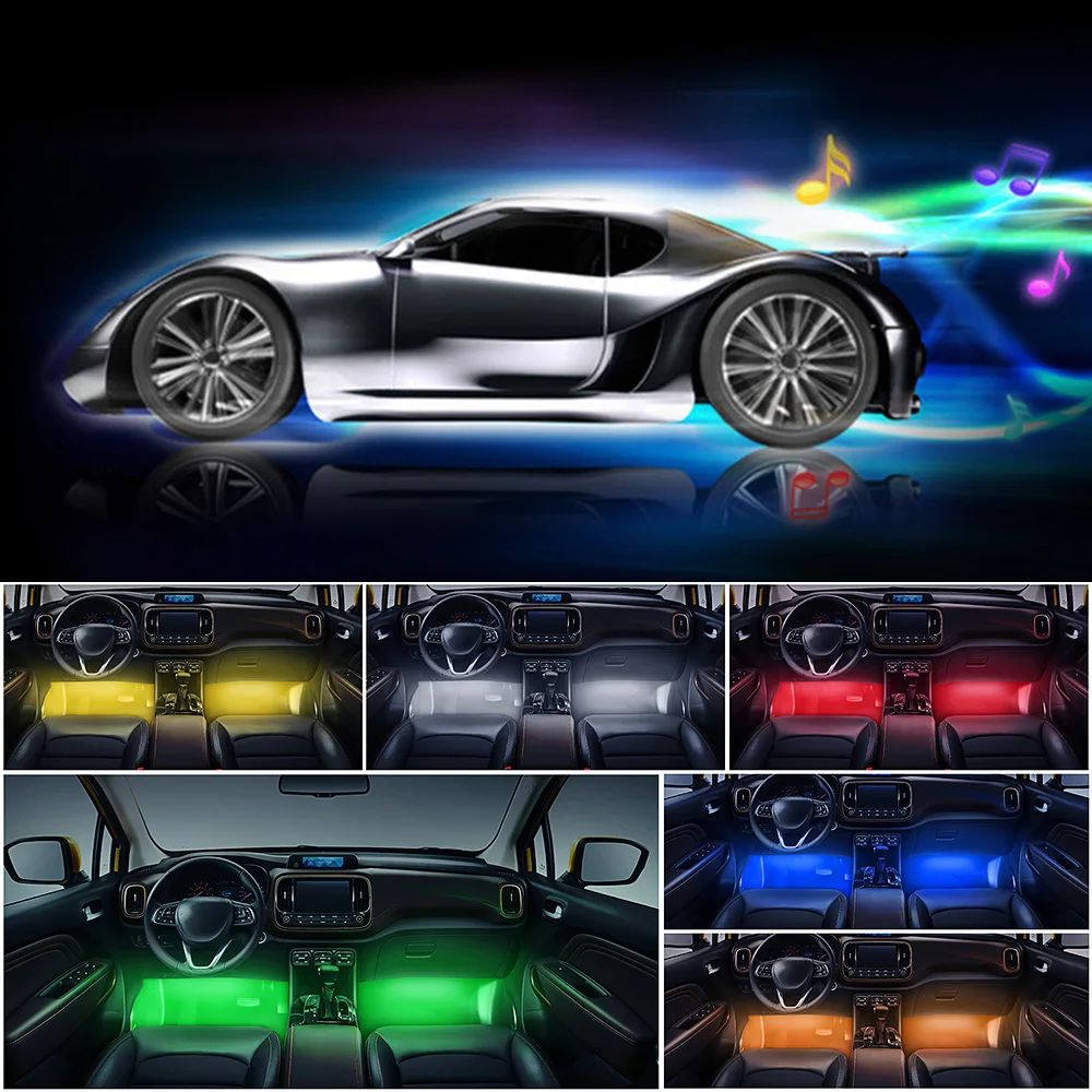 4в1 автомобильный RGB светодиодный светильник с управлением через приложение для стайлинга автомобиля декоративные атмосферные лампы Автомобильный интерьерный светильник с приложением 12 В