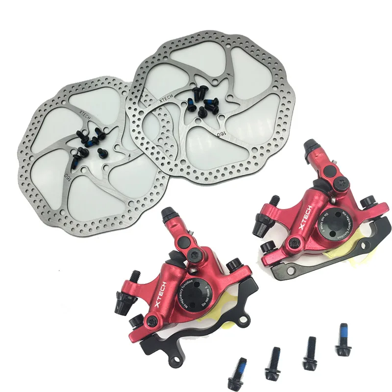pair red w rotor Zoom HB-100 MTB велосипедный тормоз HB100 велосипедные тормоза суппорт с роторами части велосипеда гидравлический поршень двухсторонний тормоз - Цвет: pair red w rotor