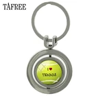 TAFREE I LOVE TENNIS Вращающийся брелок, сувенирный брелок, вращающийся круглый брелок для ключей для любителей спорта, модные ювелирные изделия SP678