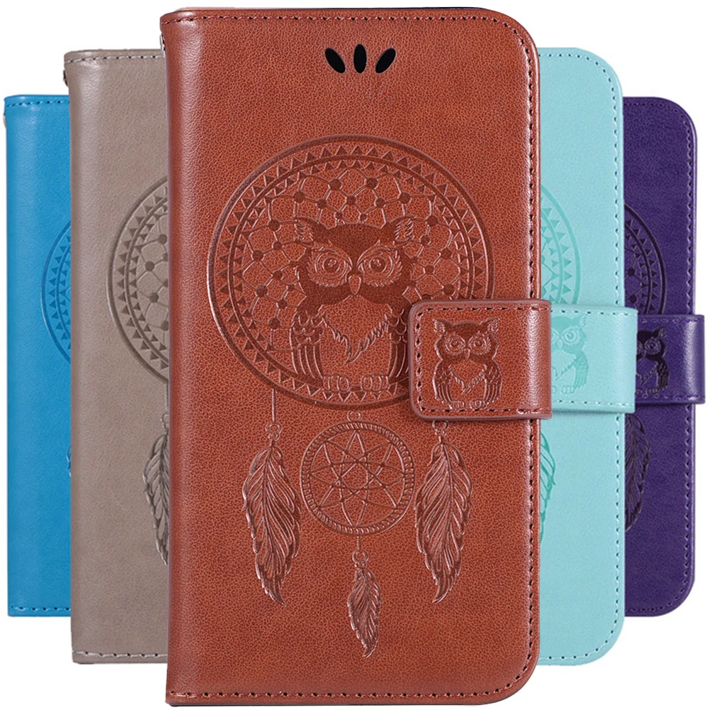 

Dream Catcher Owl Pattern Book Case Leather For Huawei P Smart / Honor 9 Lite Flip Wallet Cover Shell Card Money Slots Holder