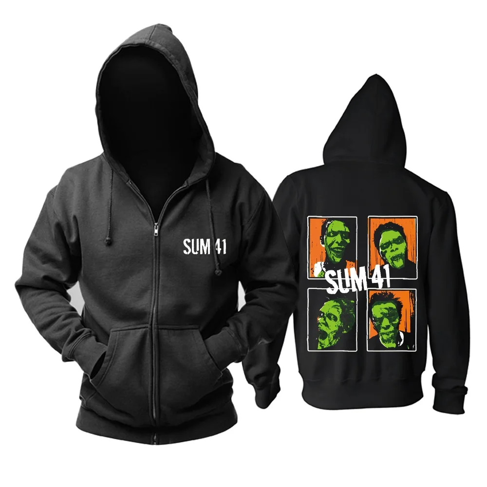 11 видов конструкций панк Стиль Sum 41 хлопок рок толстовки с капюшоном на молнии