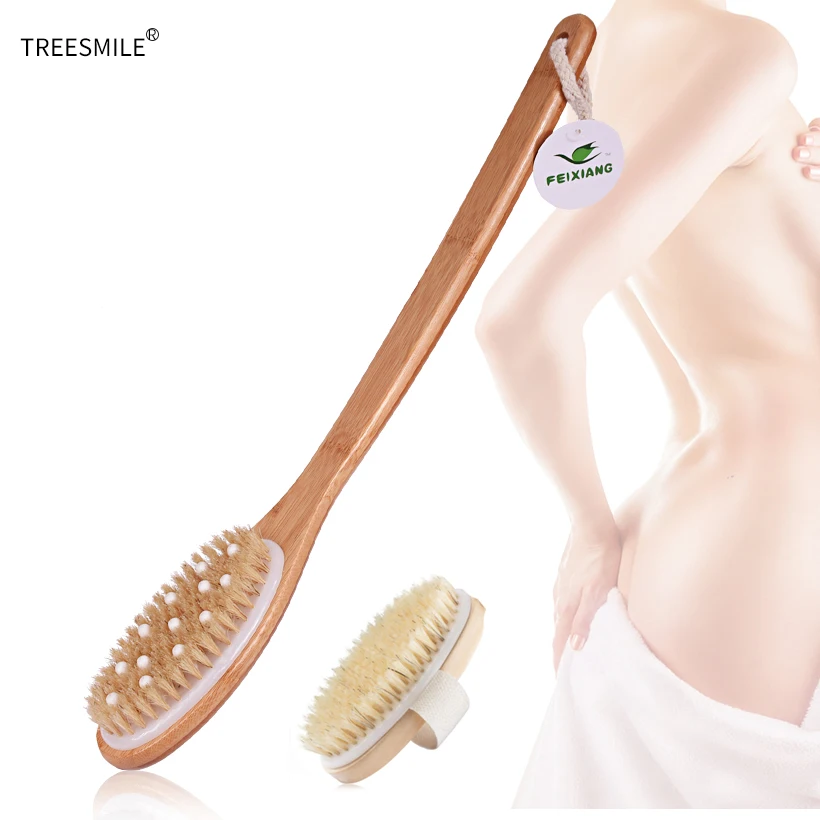 

TREESMILE Dry Brushing Body Brush for Cellulite Lymphatic Dry Brush Natural Boar Bristle Organic Dry Skin Body Brush D40