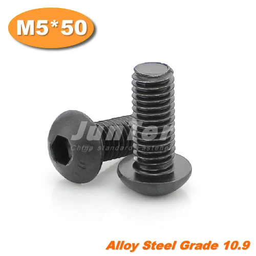 

100pcs/lot ISO7380 M5*50 Grade10.9 Alloy Steel Hexagon Socket Button Head Screws