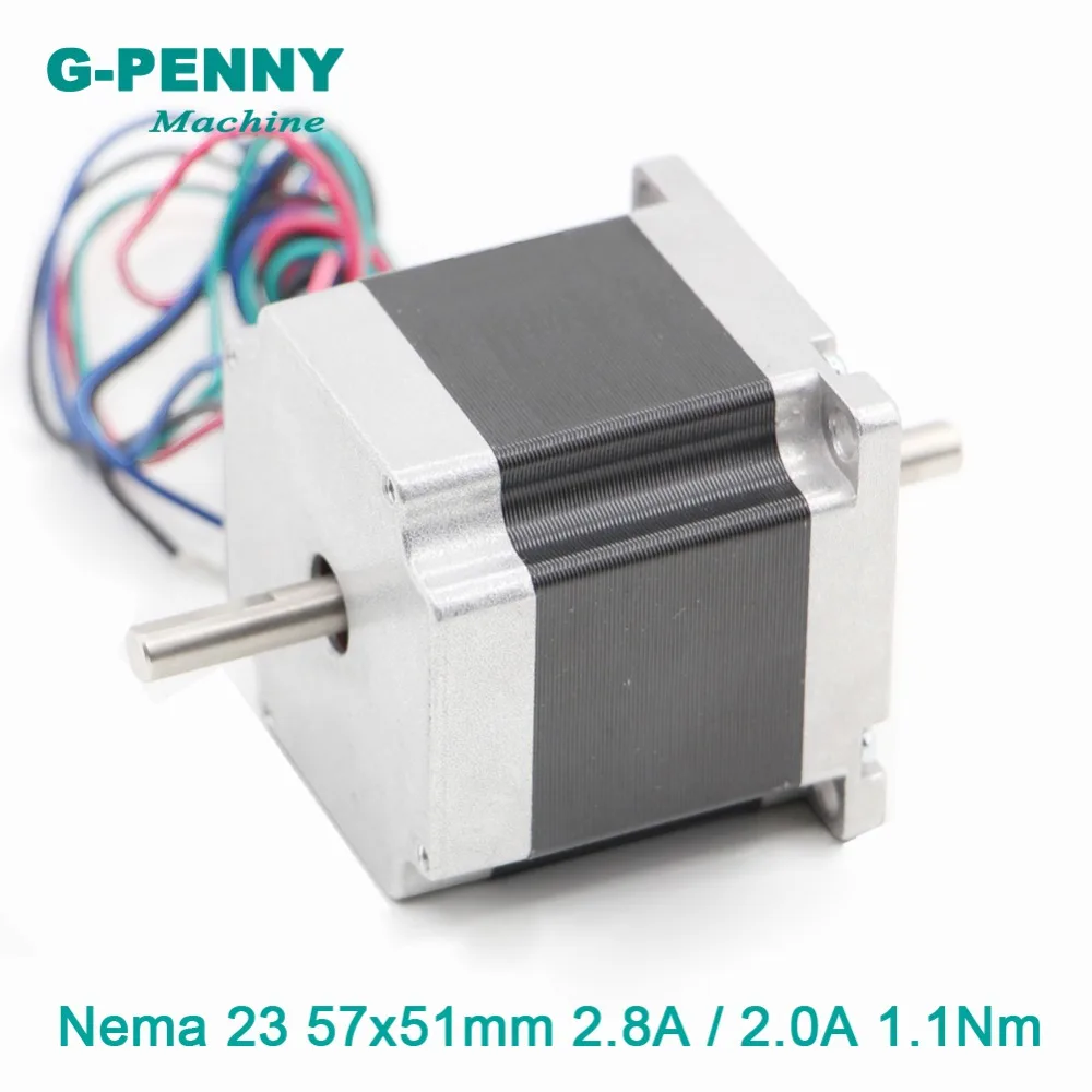 Шаговый двигатель с ЧПУ NEMA23, 57x51 мм, двойной вал, 2,8/2/нм, шаговый двигатель унций/дюйм, шаговый двигатель для гравировального станка с ЧПУ, 3D-принтера