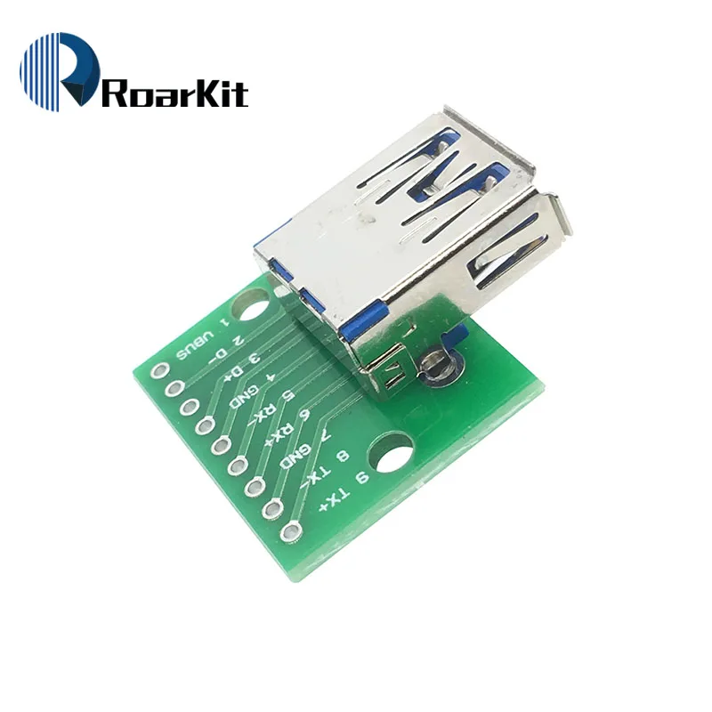 10PCS/LOT USB 3.0 Female Head Seat DIP Flat Module line Adapter Plate Base to USB-3.0 Conversion Board USB-30 | Электронные