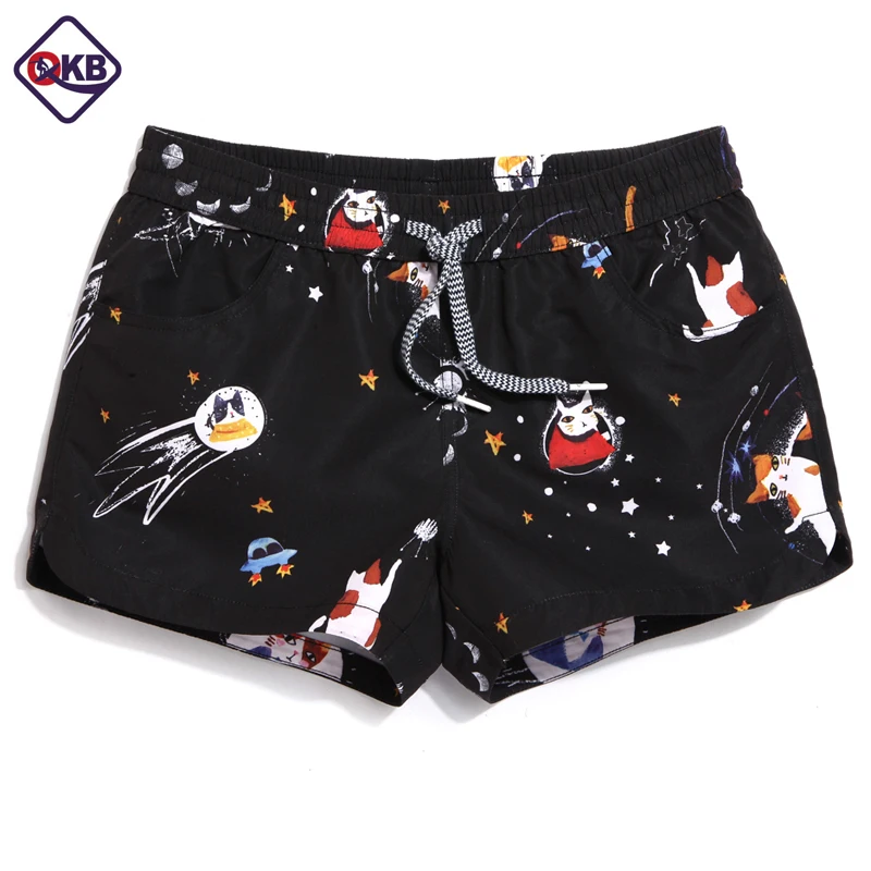 

Женские повседневные шорты QIKERBONG, шорты из быстросохнущей ткани с изображением кошки, светильник трогательный