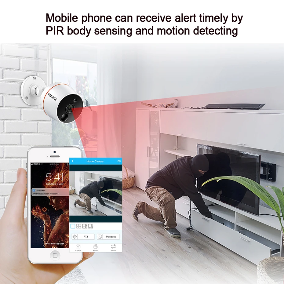 Techege Touch Screen 1080P WiFi NVR Kit Video Surveillance Outdoor Waterproof Wireless IP Camera PIR Function SD Card Recording |