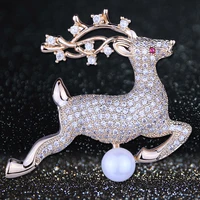 farlena jewelry high quality copper micro inlaid zircon wapiti brooch pins fashion cz crystal brooches for women christmas gift