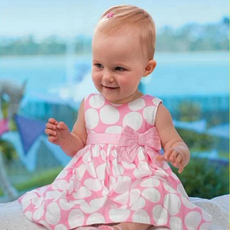 Новинка 2018 детские платья розовое платье пачка в горошек без рукавов для